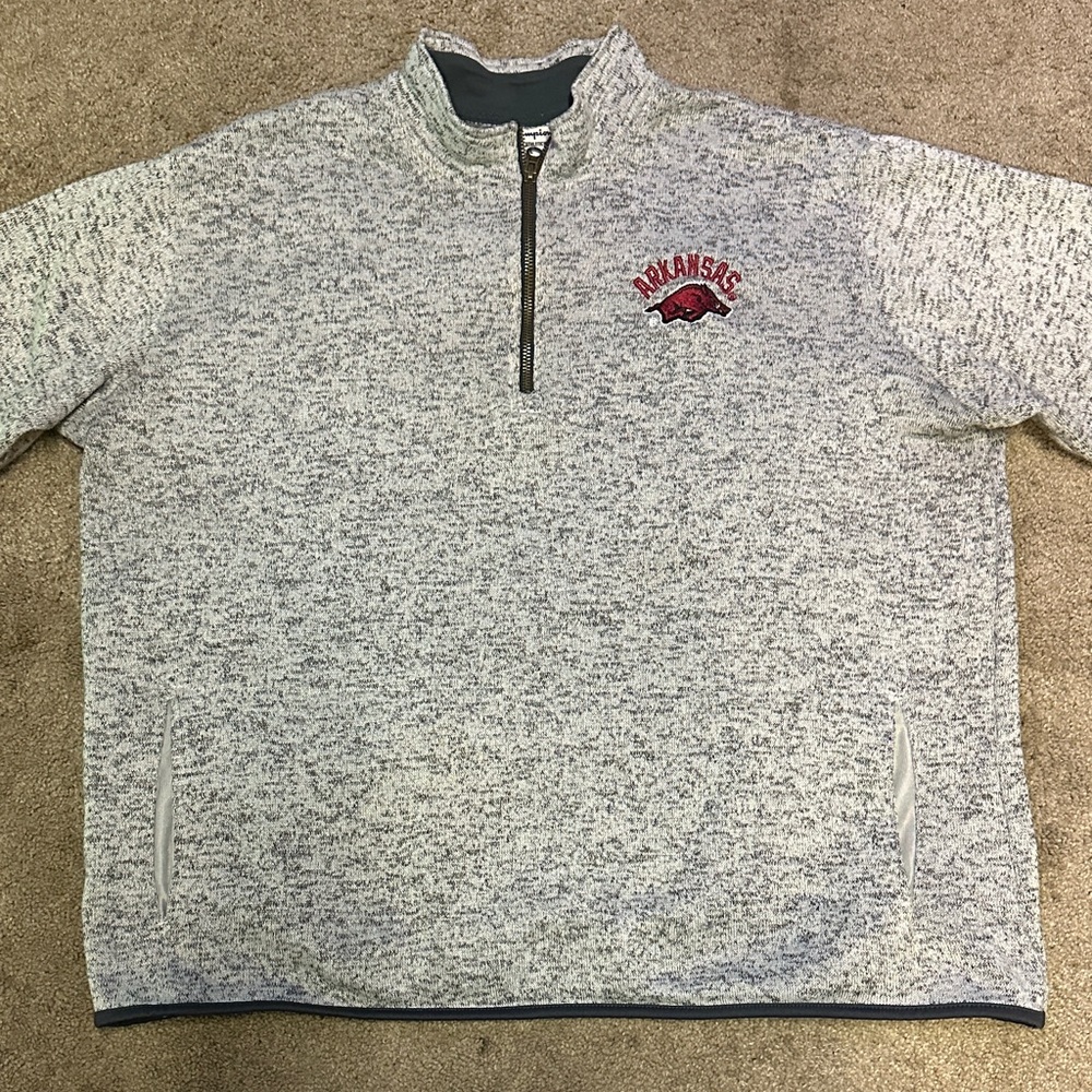Champion Mens Arkansas Razorbacks 1/4 Zip Pullover Gray Athletic Size XL